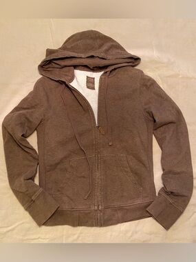 J. CREW Brown Fleece Full Zip Long Sleeve Hoodie Size S